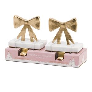 New Cupcakes & Cashmere Gold Bow Stocking Holders